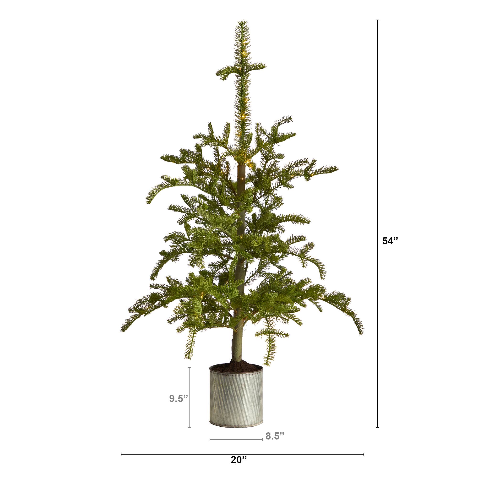 4.5ft. Pre-Lit Pine Artificial Christmas Tree in Decorative Planter, White Lights